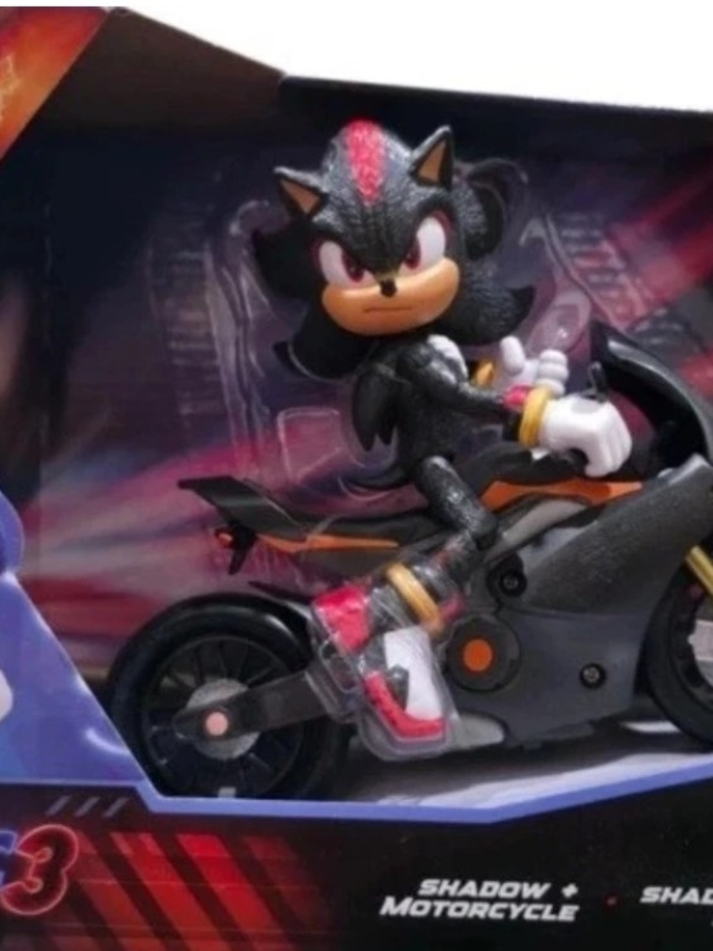 Sonic Shadow Motorcycle Action Figure Toy - Black and Red